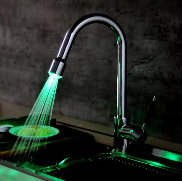 LED Kitchen Faucets Chrome Mixer Faucet for Single Handle Pull Down Deck Mounted Crane Sinks faucet XT-112 | Строительство и