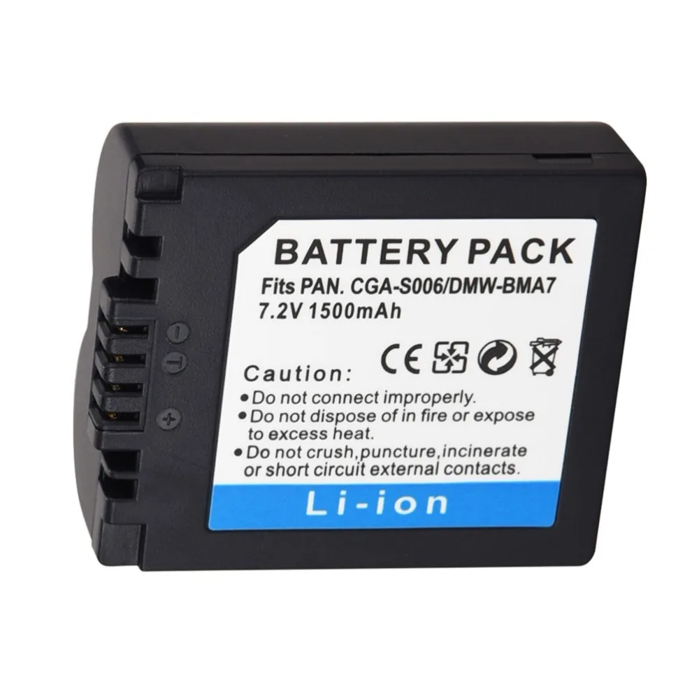 7 4 V 1500mAh CGA S006 DMW BMA7 CGR S006E запасная батарея для Panasonic Lumix DMC FZ7 FZ8 FZ18 FZ35 FZ28 FZ38