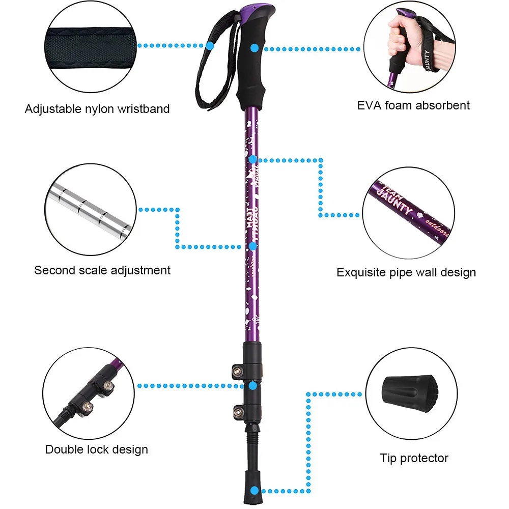 Alpenstock Adjustable Aluminum Alloy Walking Sticks Durable AntiShock Hike Trekking Cane Stick Crutch #2W | Спорт и развлечения