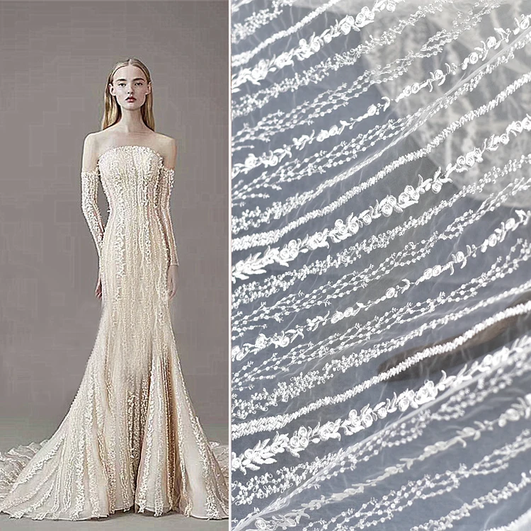 Vertical Sequins lace fabric striped fairy for skirt wedding dress fabric DIY Accessories Material
Vertical Sequins lace fabric striped fairy for skirt wedding dress fabric DIY Accessories Material