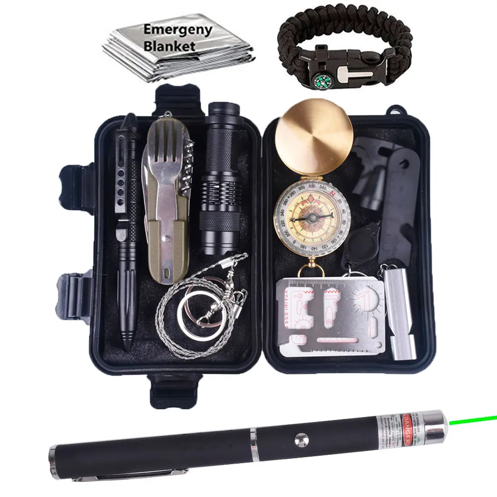 13 in 1 survival kit Set Outdoor Camping Travel Multifunction First aid SOS EDC Emergency Supplies Tactical for Wilderness laser
13 in 1 survival kit Set Outdoor Camping Travel Multifunction First aid SOS EDC Emergency Supplies Tactical for Wilderness laser