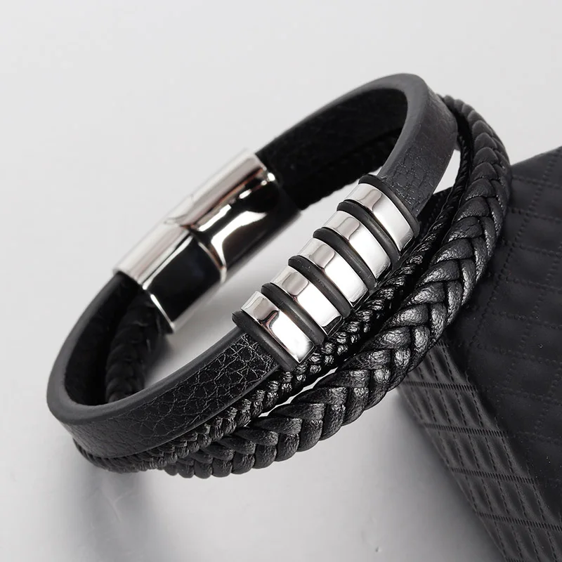 New Vintage Genuine Leather Bracelet Stainless Steel Magnetic Clasp Bangle for Men Jewelry Classic Braid Multilayer Rope
New Vintage Genuine Leather Bracelet Stainless Steel Magnetic Clasp Bangle for Men Jewelry Classic Braid Multilayer Rope