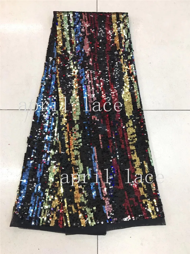 

2018 new stock zpp008# 5 yards luxury mix color sequin embroidery tull mesh african lace for sawing bridal wedding dress