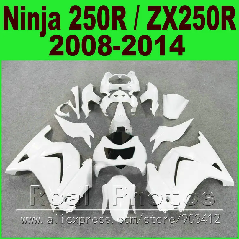All white DIY Kawasaki Ninja 250r Fairings bod kit 2008 - 2014 EX250 2009 2010 2011 2012 ZX 250 fairing kits parts R4Y8
All white DIY Kawasaki Ninja 250r Fairings bod kit 2008 - 2014 EX250 2009 2010 2011 2012 ZX 250 fairing kits parts R4Y8