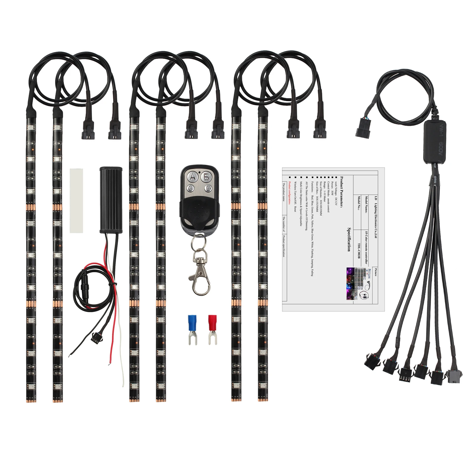 AUTOUTLET 6pcs Motorcycle 36 LED Light Flexible Strip Kit Multi-Color Neon Accent Glow Lights with RF Remote Controller 
AUTOUTLET 6pcs Motorcycle 36 LED Light Flexible Strip Kit Multi-Color Neon Accent Glow Lights with RF Remote Controller