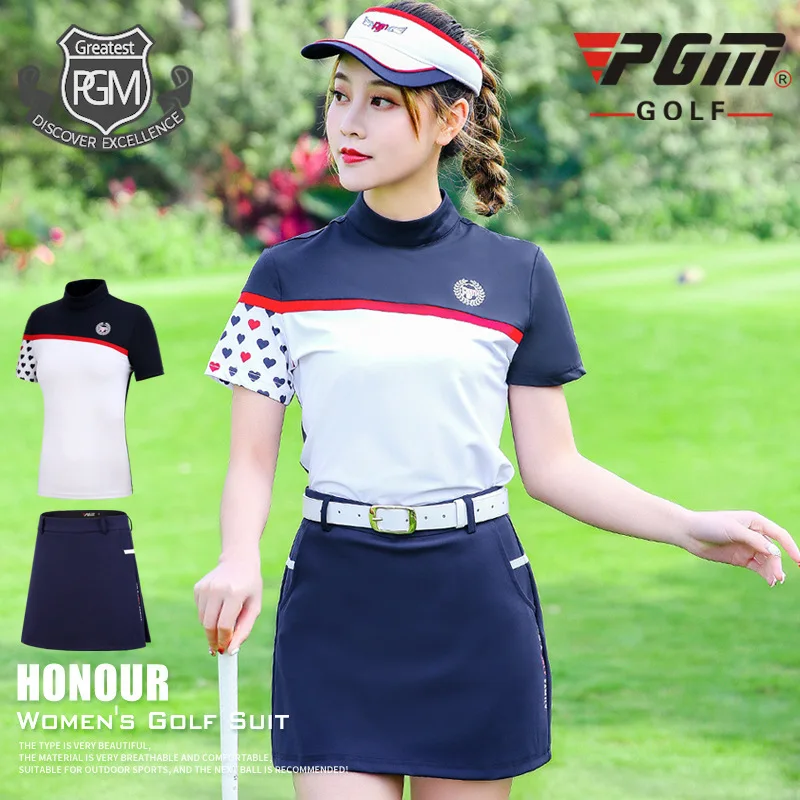 PGM Women Golf Skirt Sets Short Sleeve Slimming T-shirt Pleated Golf Tennis Skirt Summer Breathable Golf Apparel D0742
PGM Women Golf Skirt Sets Short Sleeve Slimming T-shirt Pleated Golf Tennis Skirt Summer Breathable Golf Apparel D0742