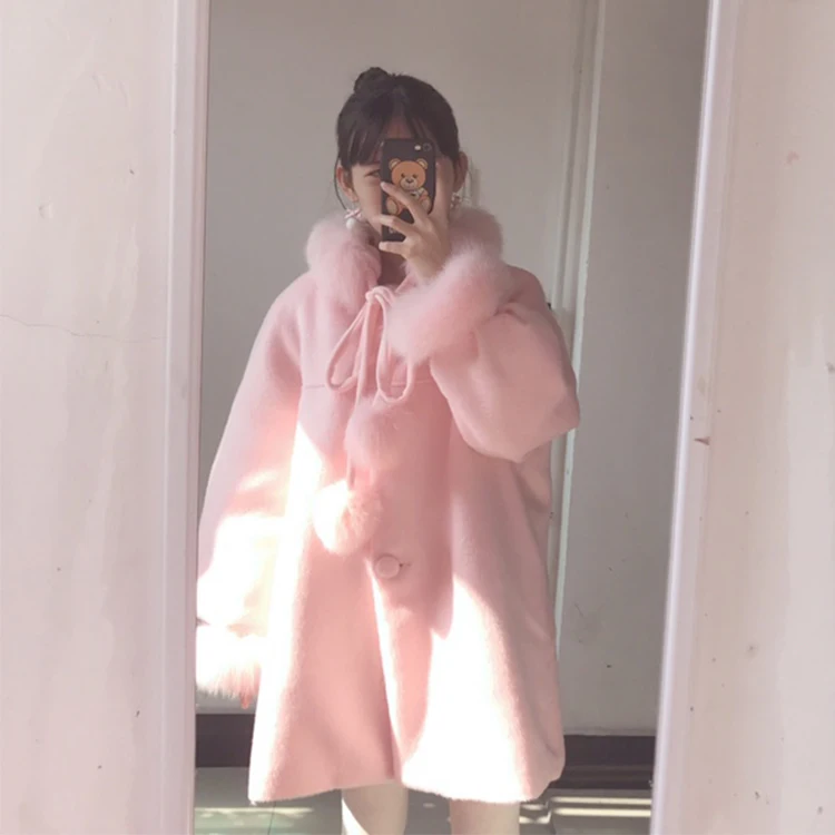A Dream Coat for Sweet Girls Cute Winter Long Sleeve Wool Blend Coat Long Outwear Fox Fur Trim High Quality Luxury Kawaii Pink
A Dream Coat for Sweet Girls Cute Winter Long Sleeve Wool Blend Coat Long Outwear Fox Fur Trim High Quality Luxury Kawaii Pink