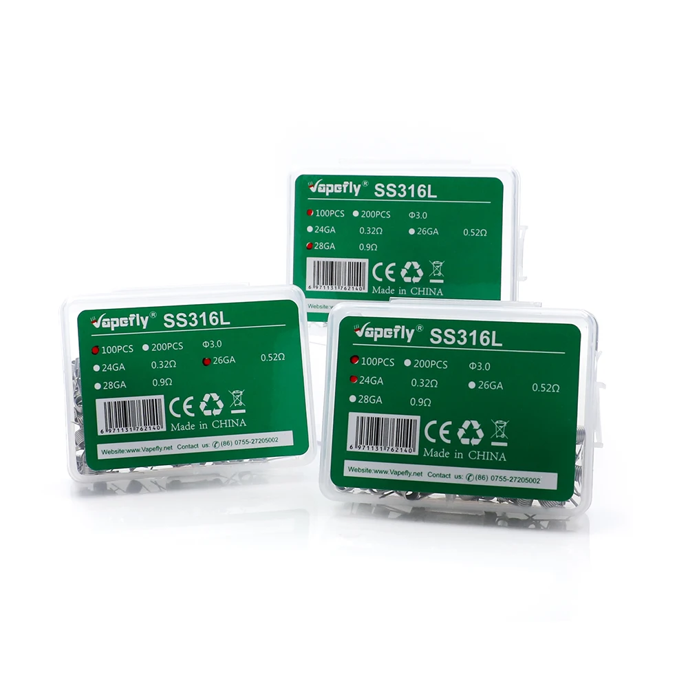 Vapefly SS316L провод ss 316L предварительно изготовленный ss316L 24GA 26GA 28GA нагревательный для