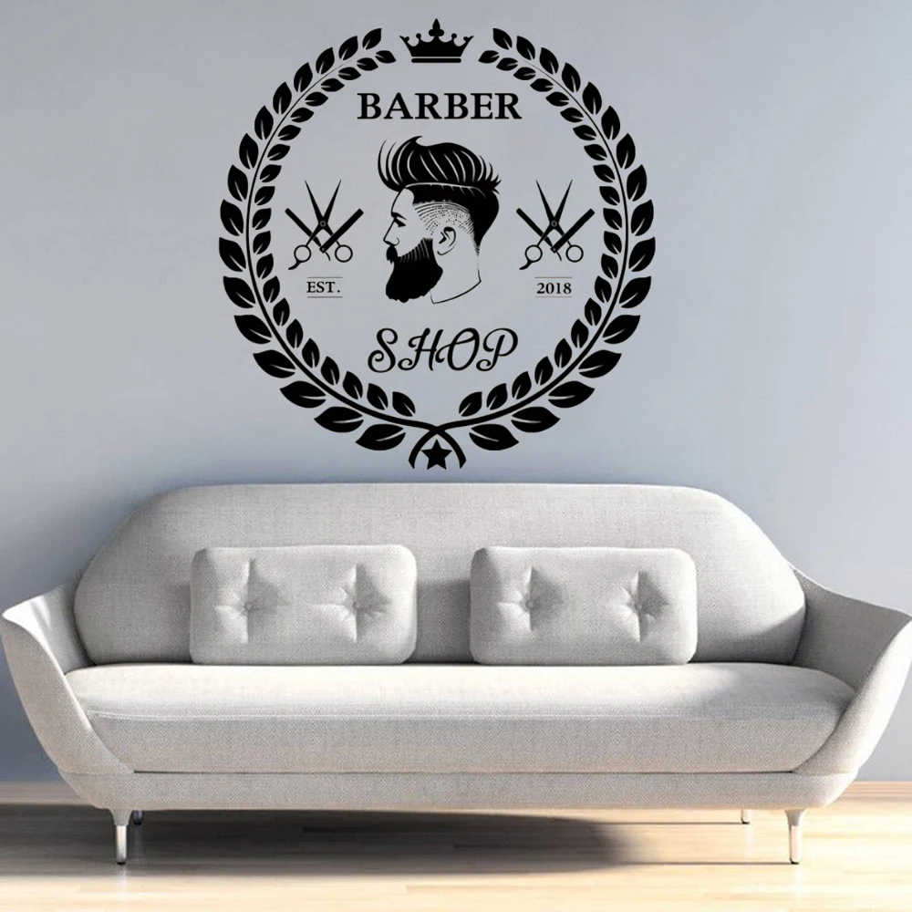 Vinyl Barber Shop Wall Sticker Haircut Beard Face Tools Logo Wall Decal Hair Salon Removable Murals Hair Cut Window Art AY1119
Vinyl Barber Shop Wall Sticker Haircut Beard Face Tools Logo Wall Decal Hair Salon Removable Murals Hair Cut Window Art AY1119
