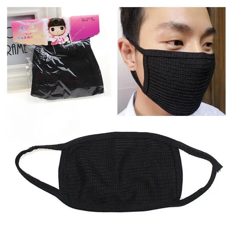 Шерстяная маска для рта хлопок PM2.5 анти Дымчатая черный фильтр носа