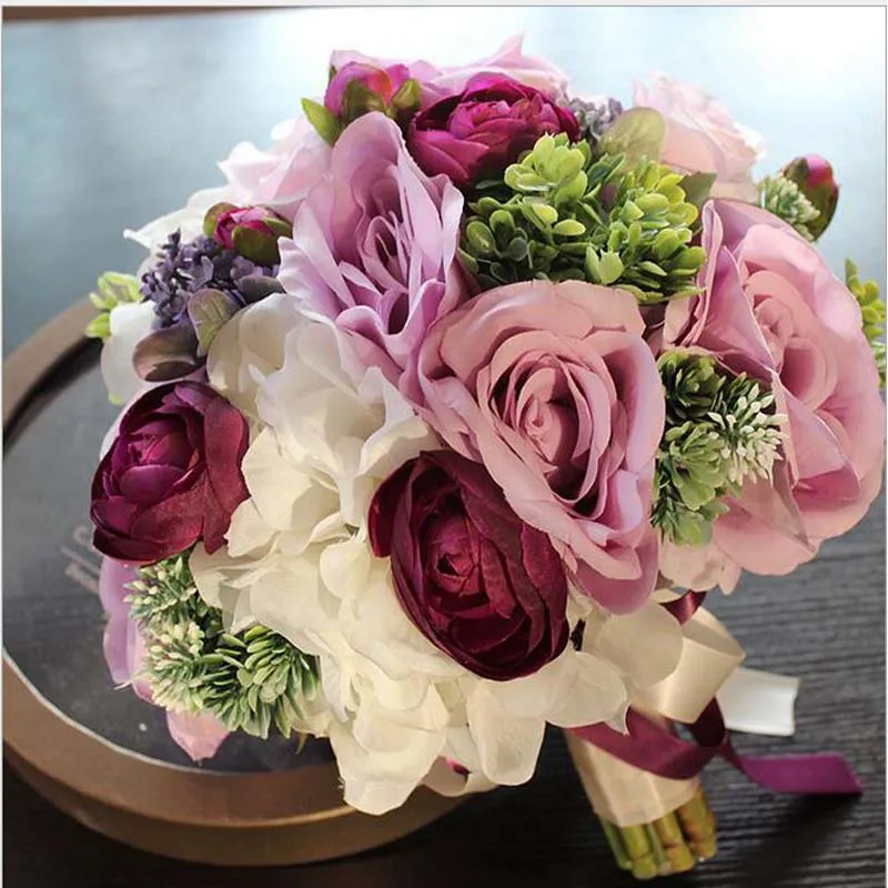 2018 Hot Artificial Silk Wedding Bouquets for Bride Holding Flowers Wedding Bouquet Accessories Pastoral Purple Rose Hydrangea
2018 Hot Artificial Silk Wedding Bouquets for Bride Holding Flowers Wedding Bouquet Accessories Pastoral Purple Rose Hydrangea