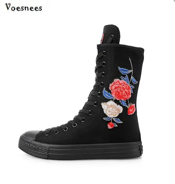 2019 Women Fashion High-top Zipper Embroider Flat Boots Long-barreled Casual Flat Canvas Boots Women Tall Punk Shoes Size 34-43
2019 Women Fashion High-top Zipper Embroider Flat Boots Long-barreled Casual Flat Canvas Boots Women Tall Punk Shoes Size 34-43