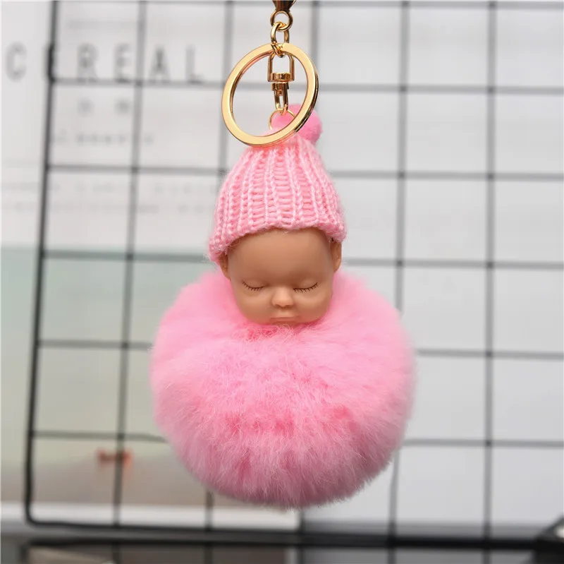 Fashion Sleeping Baby Doll Keychain Pompom Real Rabbit Fur Ball Key Ring for Bag Car Trinket Women Gift EH838
Fashion Sleeping Baby Doll Keychain Pompom Real Rabbit Fur Ball Key Ring for Bag Car Trinket Women Gift EH838