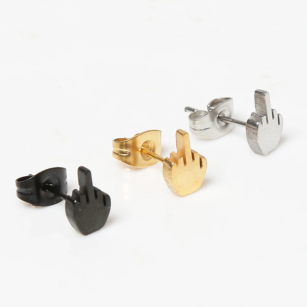 1pcs Alloy Enamel Funny Punk Finger Hand Stud Earrings Black Titanium Steel Women Mens Screw On Piercing Ear Studs Earring
1pcs Alloy Enamel Funny Punk Finger Hand Stud Earrings Black Titanium Steel Women Mens Screw On Piercing Ear Studs Earring