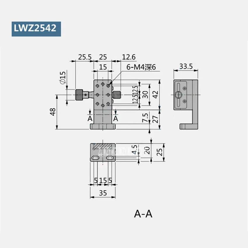 Dovetail Slot Z Axis LWZ2542 Precision Fine-tuning Manual Displacement Gear Rack Drive Sliding Table 24.5N (2.5kgf) (25*42mm)
Dovetail Slot Z Axis LWZ2542 Precision Fine-tuning Manual Displacement Gear Rack Drive Sliding Table 24.5N (2.5kgf) (25*42mm)