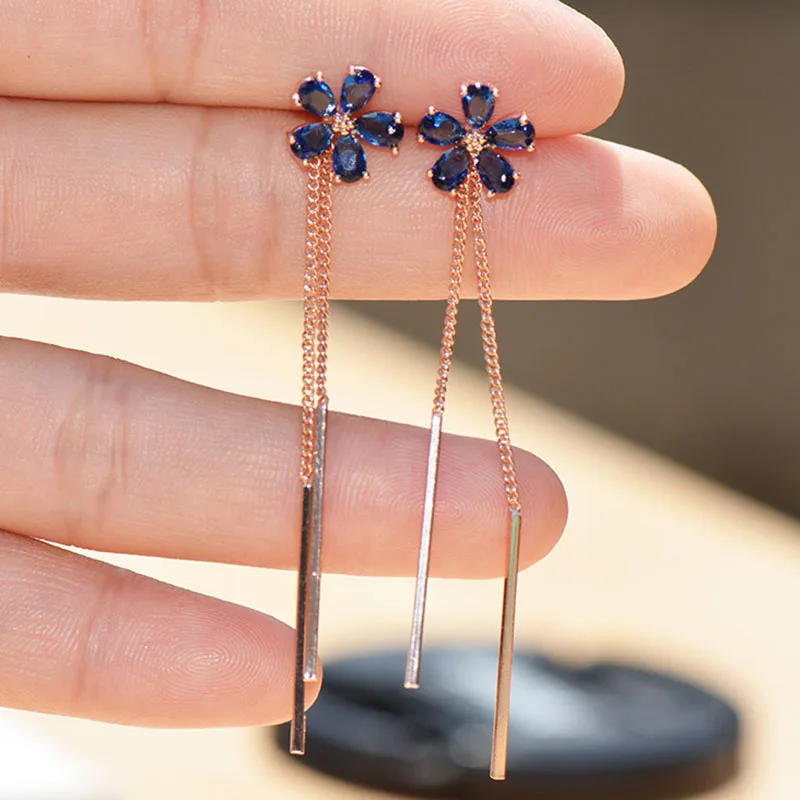 JIOFREE New Temperament Blue Crystal Rhinestone Flower Long Chain Tassel Clip Earrings Trendy Party Accessories For Women
JIOFREE New Temperament Blue Crystal Rhinestone Flower Long Chain Tassel Clip Earrings Trendy Party Accessories For Women