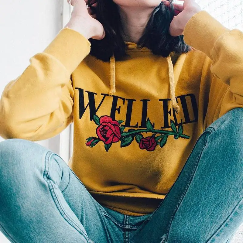 Yellow Sweatshirts Women Flower And Letter Printed Hooded Winter Hoodies Thin Causal Pullovers Femme Tops WS2790C
Yellow Sweatshirts Women Flower And Letter Printed Hooded Winter Hoodies Thin Causal Pullovers Femme Tops WS2790C
