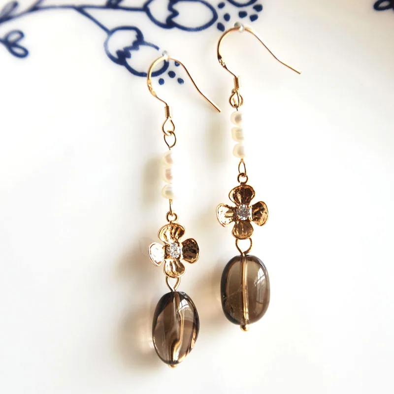 gold color smoky crystal fashion jewelry Dangle Earrings handmade earring with CZ stone flower for women gift free shipping
gold color smoky crystal fashion jewelry Dangle Earrings handmade earring with CZ stone flower for women gift free shipping