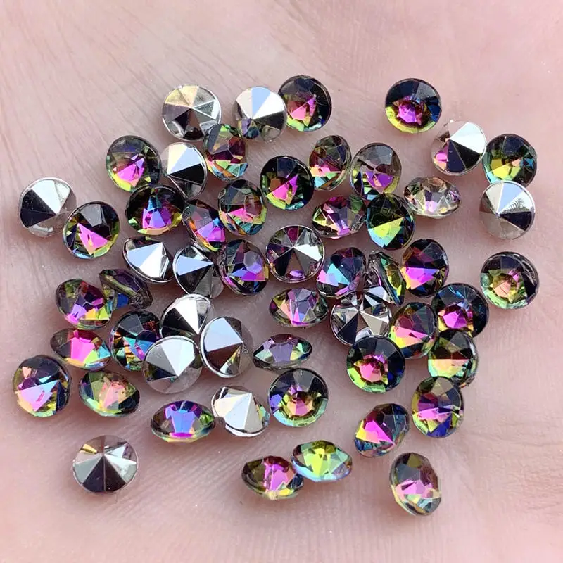 DIY 5mm 3D Tips Stud Drill Shine Rhinestone Crystal Glitter Acrylic Metal Nail Art Decoration Manicure 200pcs -S666 | Дом и сад