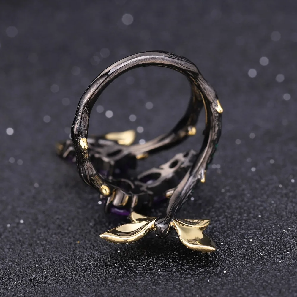 Оригинальное открытое регулируемое женское кольцо из серебра 925 пробы с