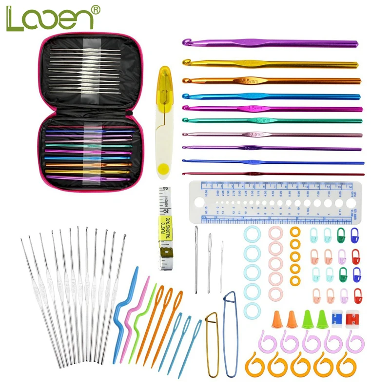 Looen 90pcs Crochet Hooks Sets Aluminum Knitting Hooks Needles Yarn Craft Kit Knitting Accessories with Pink Case For Women Gift
Looen 90pcs Crochet Hooks Sets Aluminum Knitting Hooks Needles Yarn Craft Kit Knitting Accessories with Pink Case For Women Gift