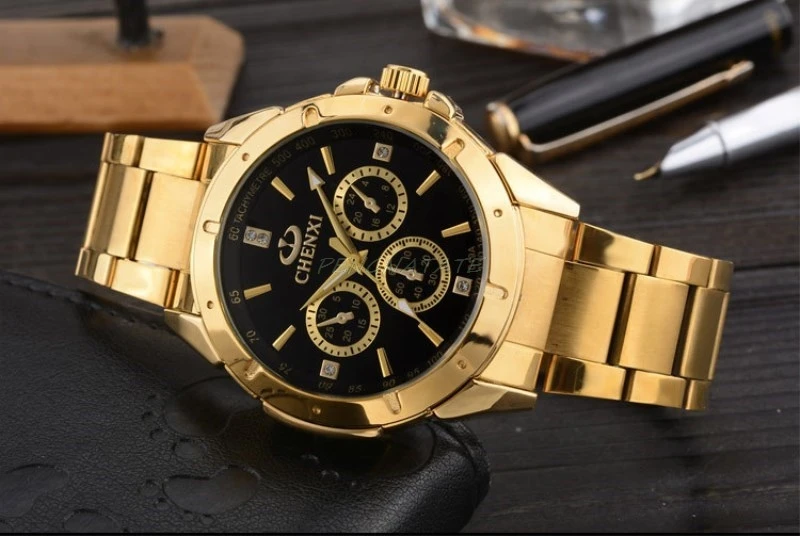 CHENXI влюбленные кварцевые часы для женщин и мужчин золотые наручные лучший бренд