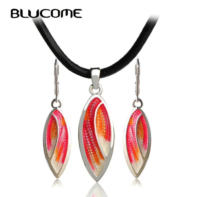 Blucome New Red Enamel Leaves Drop Earrings Necklace Set Wedding Bridal Jewelry Sets Black Rope Chokers Pendants Long Pendientes
Blucome New Red Enamel Leaves Drop Earrings Necklace Set Wedding Bridal Jewelry Sets Black Rope Chokers Pendants Long Pendientes