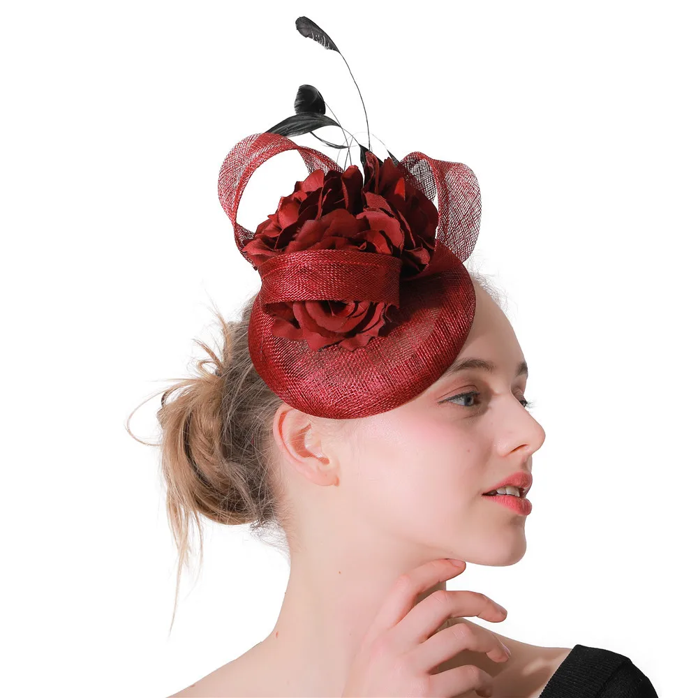 Women Elegant Sinamay Marron Fascinator Hats Clips Female Ladies Wedding With Floral Formal Dress Fedora Church Occasion Hats
Women Elegant Sinamay Marron Fascinator Hats Clips Female Ladies Wedding With Floral Formal Dress Fedora Church Occasion Hats