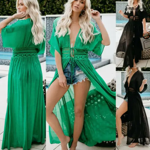 2019 Summer Women Solid Short Sleeve Swimwear Bikini V Neck Hollow Out Beachwear Cove rup Lace Boho Long Maxi Beach Dress
2019 Summer Women Solid Short Sleeve Swimwear Bikini V Neck Hollow Out Beachwear Cove rup Lace Boho Long Maxi Beach Dress