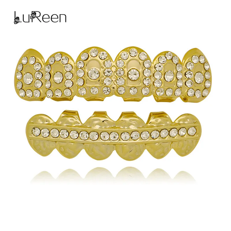 LuReen Hip Hop Gold Silver Color Grills For Women Men Teeth Top Bottom Iced Out Dental Grillz Set Tooth Caps Party Jewelry Gift
LuReen Hip Hop Gold Silver Color Grills For Women Men Teeth Top Bottom Iced Out Dental Grillz Set Tooth Caps Party Jewelry Gift