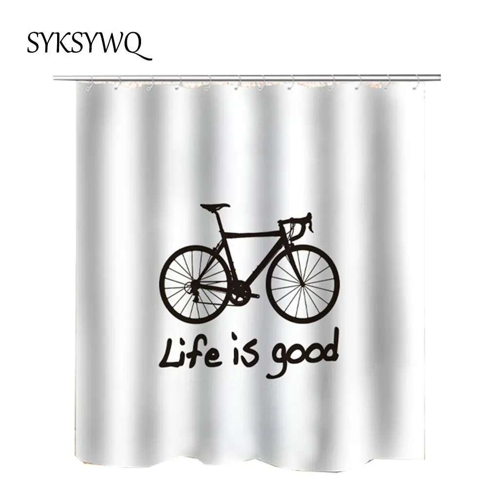 Black And White Bathroom Shower Curtain Black Bicycle Bathtub Curtain Life is Good Letters Curtain Bathroom Waterproof Cortinas
Black And White Bathroom Shower Curtain Black Bicycle Bathtub Curtain Life is Good Letters Curtain Bathroom Waterproof Cortinas