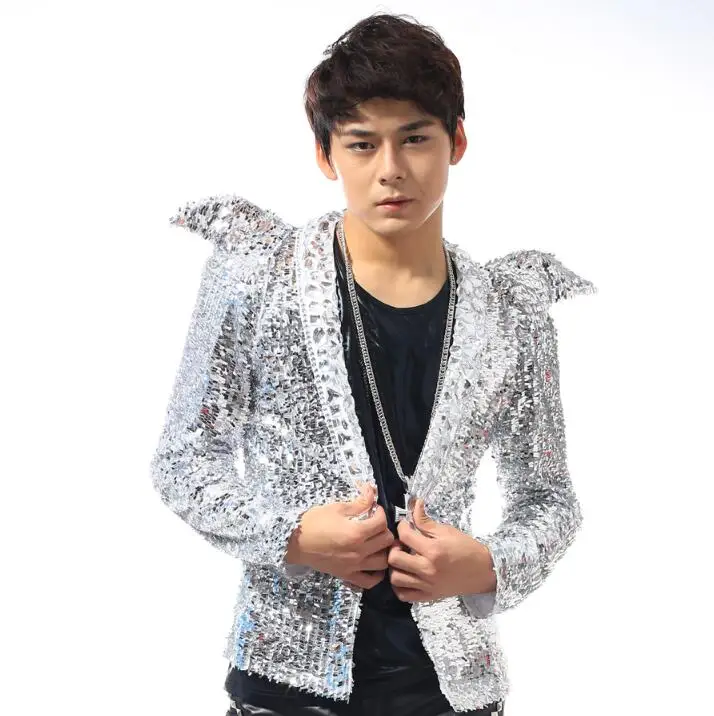 Men's shrug suit sequin jacket fashion suit nightclub stage male singer star performance costume
Men's shrug suit sequin jacket fashion suit nightclub stage male singer star performance costume