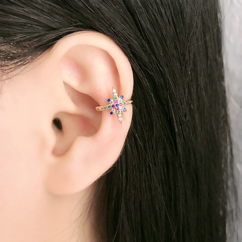2023 New Gold Bending Copper Colorful Star AAA Cubic Zirconia Clip Earrings Fashion Jewelry Wedding Party Gift Women's Fashion
2023 New Gold Bending Copper Colorful Star AAA Cubic Zirconia Clip Earrings Fashion Jewelry Wedding Party Gift Women's Fashion