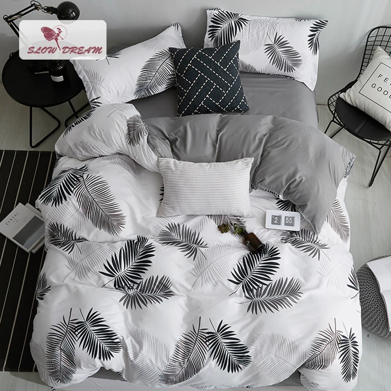 SlowDream Nordic Style Bedding Set Leaf Pattern Duvet Cover Set Flat Sheet Pillowcase Bedclothes Bed Linen Set Euro For Adult
SlowDream Nordic Style Bedding Set Leaf Pattern Duvet Cover Set Flat Sheet Pillowcase Bedclothes Bed Linen Set Euro For Adult