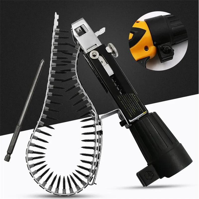 Automatic Chain Nail Adapter Screw Tool for Electric Drill Woodworking Cordless Power Tools Accessories
Automatic Chain Nail Adapter Screw Tool for Electric Drill Woodworking Cordless Power Tools Accessories
