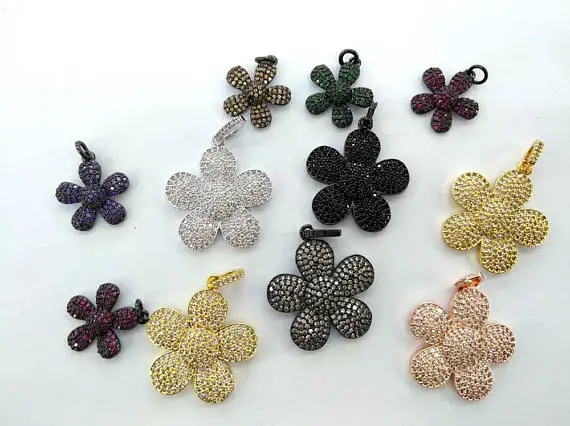 AA+ 2sets CZ Micro pave Diamond beads 18\30mm Flower Pendant With CZ Bail Amethyst Green Sapphire blue Jet charm Jewelry Focal
AA+ 2sets CZ Micro pave Diamond beads 18\30mm Flower Pendant With CZ Bail Amethyst Green Sapphire blue Jet charm Jewelry Focal