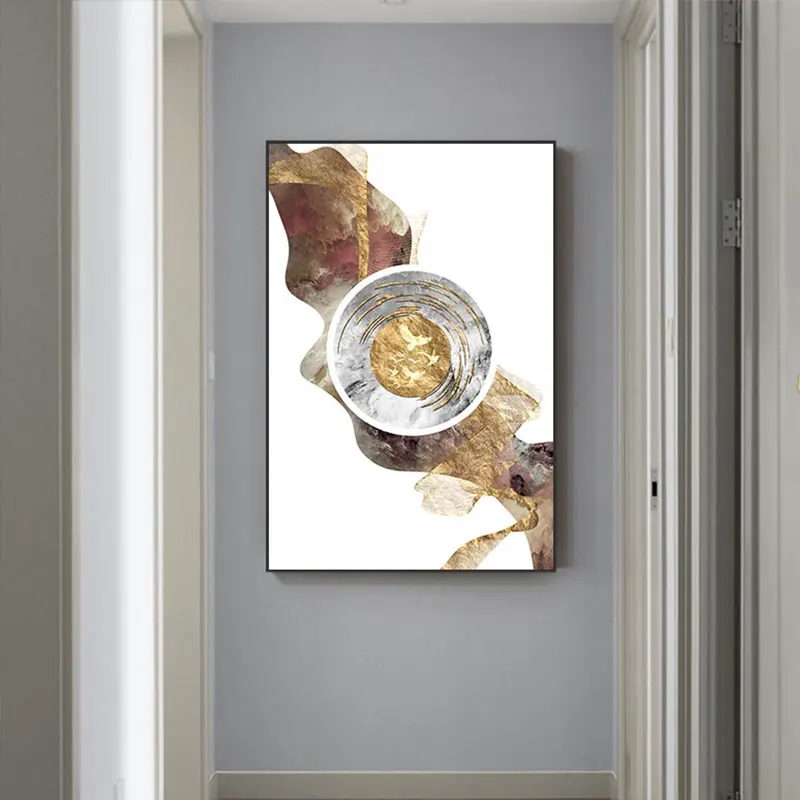 Абстрактные золотые чашки мраморный холст живопись плакат дзен фольга принты