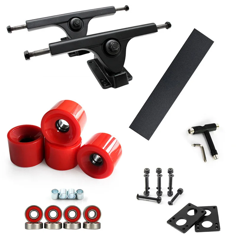 New 7inch Black 70*51mm Longboard Skateboard Wheels Trucks Bridge Combo Set 125mm Grip Tape 6mm Rubber Risperad 35mm Hardware 
New 7inch Black 70*51mm Longboard Skateboard Wheels Trucks Bridge Combo Set 125mm Grip Tape 6mm Rubber Risperad 35mm Hardware