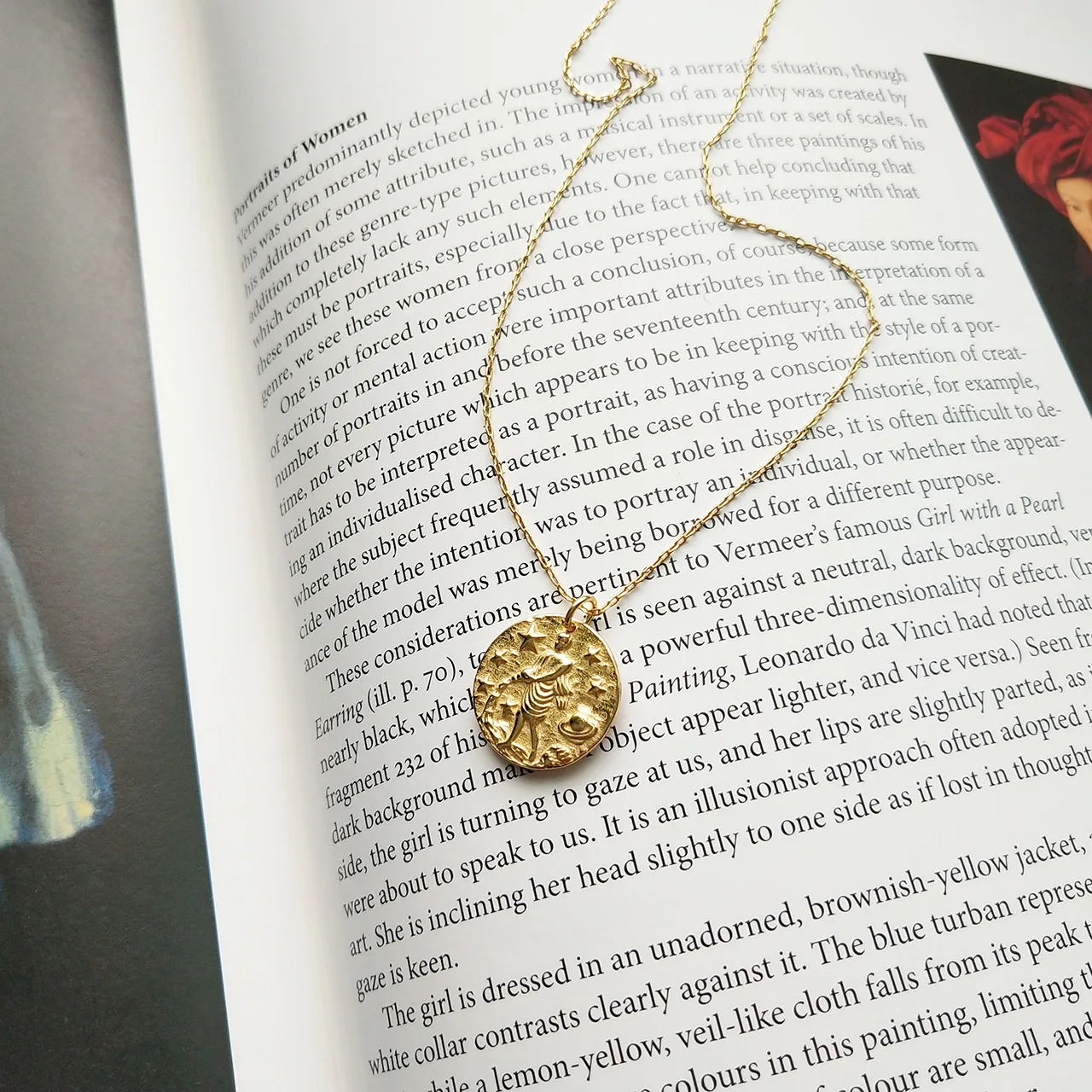 925 Sterling Silver Baroque Aquarius Pendant Necklace Gold Round Anaglyph Constellation for Women Anniversary Jewelry | Украшения и