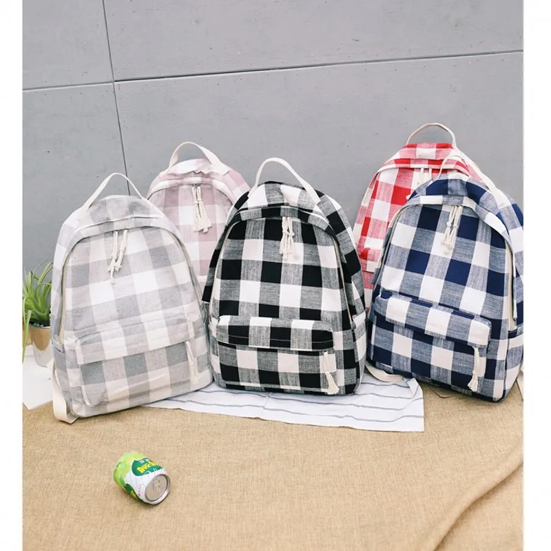 Модный Черный Красный клетчатый рюкзак для женщин Harajuku ранец Mochilas дорожная сумка