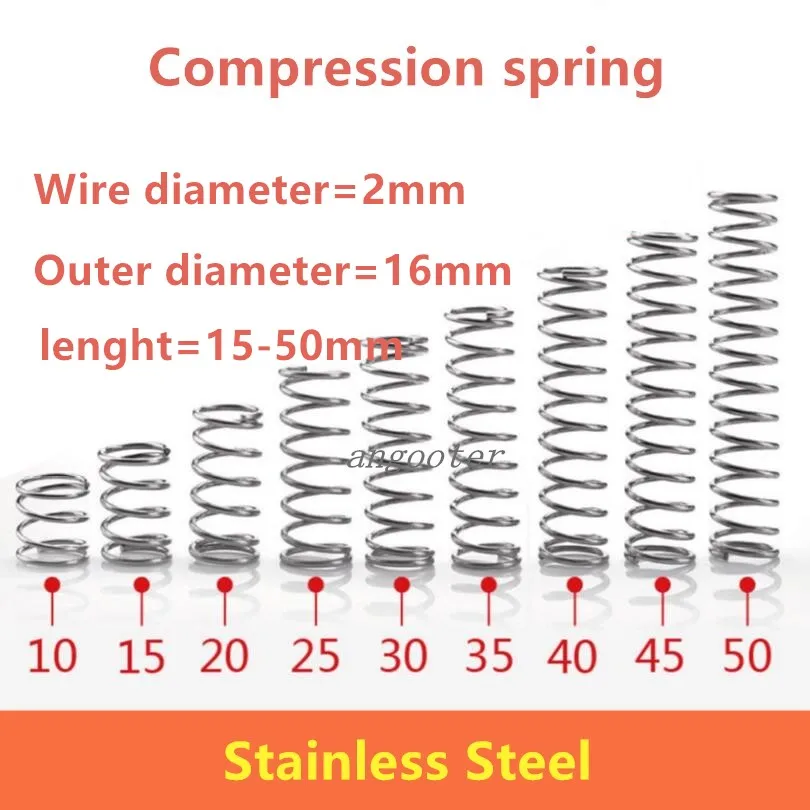 10pcs/lot 2.0*16*15-50 small coil compression spring,stainless steel spring,Small spot micro compression spring for 3D Pringter
10pcs/lot 2.0*16*15-50 small coil compression spring,stainless steel spring,Small spot micro compression spring for 3D Pringter
