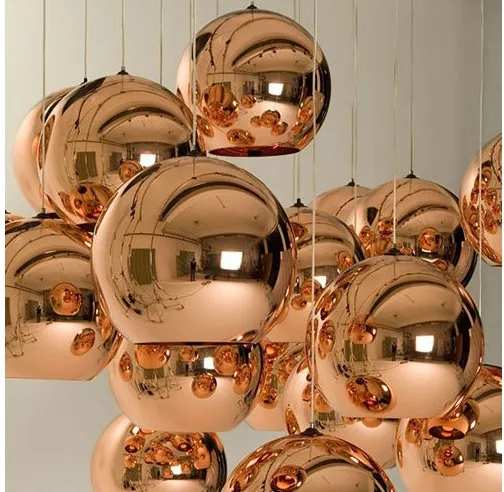 Диаметр 20 см Медь Тень Mirror Ball Подвеска Свет столовая Стекло Подвесной светильник