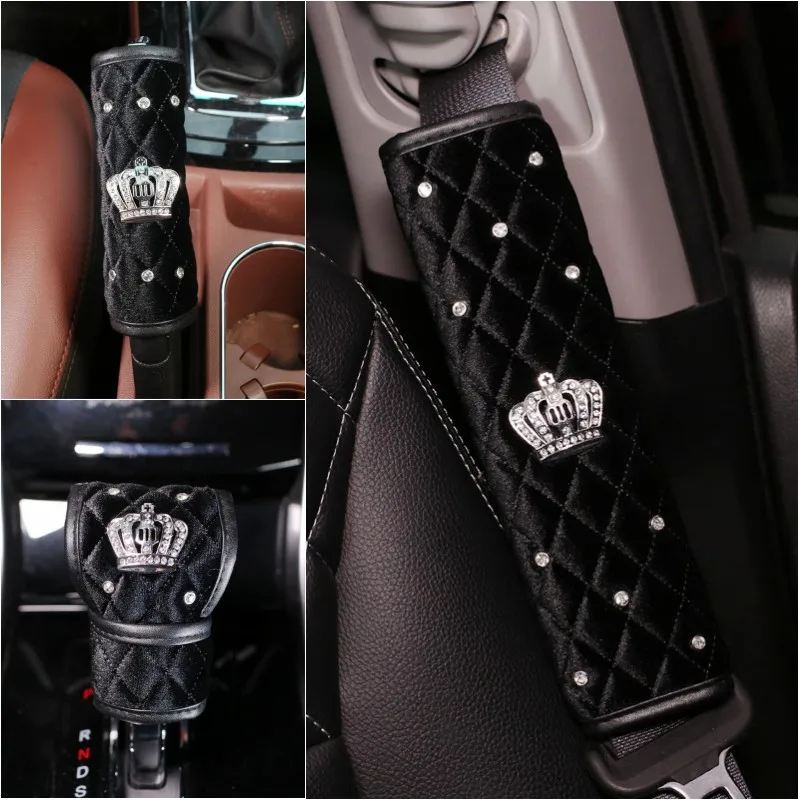 High Quality Plush Diamond Crown Car Safety Seat Belt Cover Shoulder Pad Hand Brake Gear Shifter Cover Auto Interior Accessories
High Quality Plush Diamond Crown Car Safety Seat Belt Cover Shoulder Pad Hand Brake Gear Shifter Cover Auto Interior Accessories