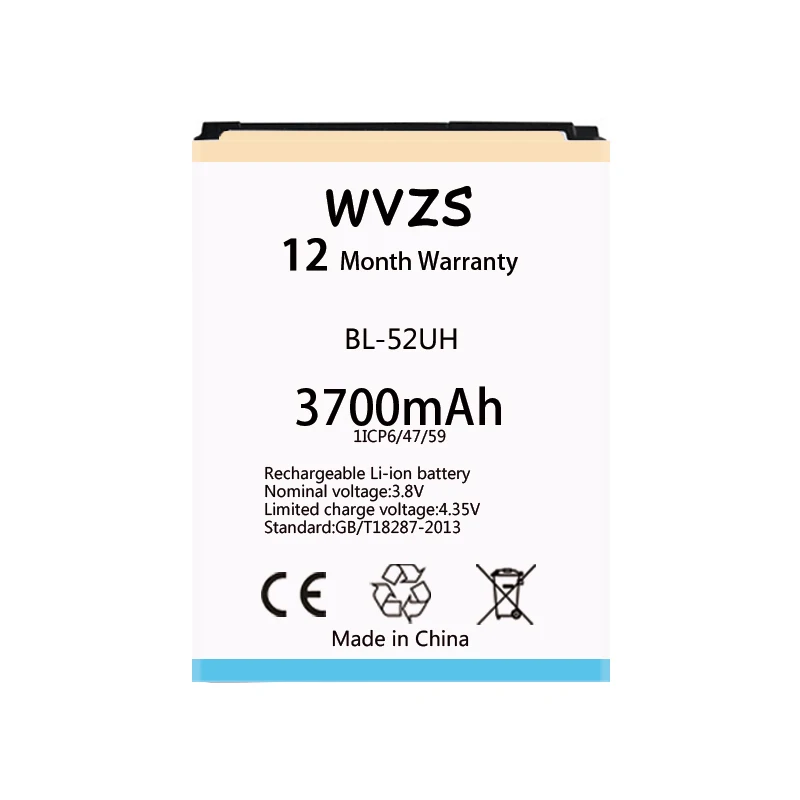 Wvzs 3700 мА/ч Батарея BL-52UH для LG Spirit H422 D280N D285 D320 D325 DUAL SIM H443 Escape 2 VS876 L65 L70 MS323 батареи |