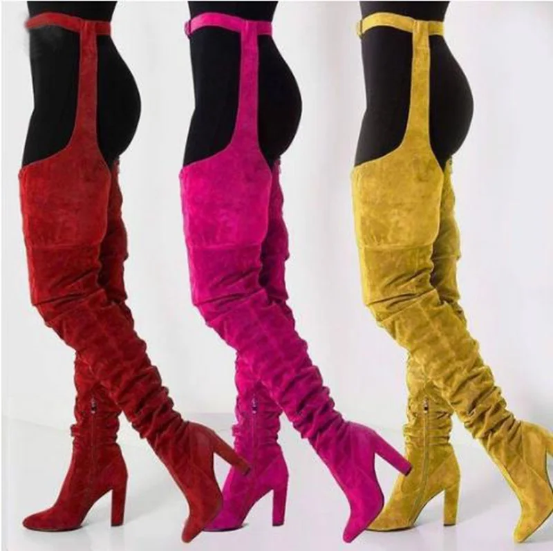 new solid suede leather women over knee long boots pointed toe ladies belt thigh high boots chunky high heels long boots
new solid suede leather women over knee long boots pointed toe ladies belt thigh high boots chunky high heels long boots