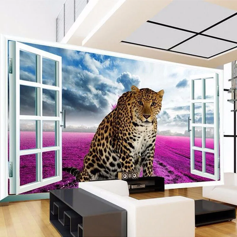 Custom Photo Wallpaper 3D Lifelike Animal Leopard Purple Flowers Wall Mural Window View Wall Paper Bedding Room TV Background
Custom Photo Wallpaper 3D Lifelike Animal Leopard Purple Flowers Wall Mural Window View Wall Paper Bedding Room TV Background