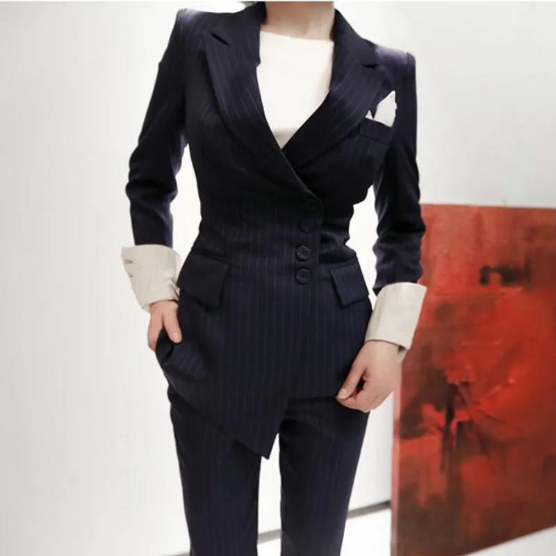 Suit female 2019 autumn temperament professional casual striped small suit + slim trousers elegant two-piece women's fashion
Suit female 2019 autumn temperament professional casual striped small suit + slim trousers elegant two-piece women's fashion