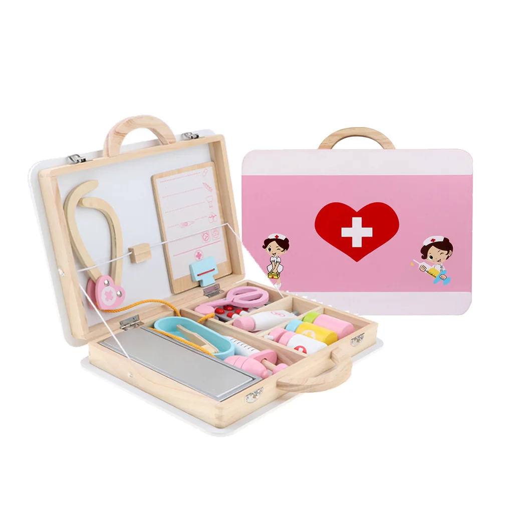 Wooden Medical Kits Toddler Role Play Doctor's Playing Set and Accessory Set (15 Pieces), with Carry Case, Pre-kindergarten Toy
Wooden Medical Kits Toddler Role Play Doctor's Playing Set and Accessory Set (15 Pieces), with Carry Case, Pre-kindergarten Toy