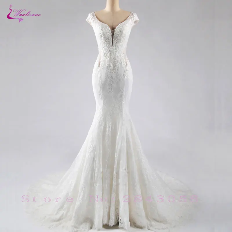 Waulizane Fashion Design Deep V-Neck Mermaid Wedding Dresses Luxury Unique Lace Appliques Illusion Back With Button Bridal Gowns
Waulizane Fashion Design Deep V-Neck Mermaid Wedding Dresses Luxury Unique Lace Appliques Illusion Back With Button Bridal Gowns