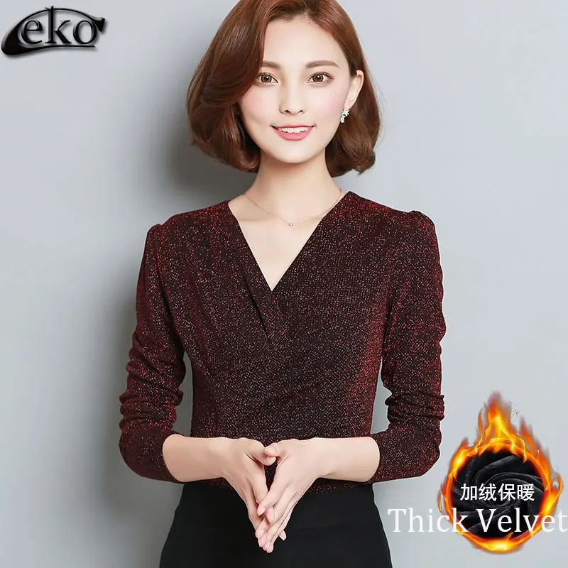 Elegant Women Blouse Shirt V-Neck Thick Velvet Autumn Winter Blouse Female Pleated Ladies Blouses Plus Size Shirt Women Tops
Elegant Women Blouse Shirt V-Neck Thick Velvet Autumn Winter Blouse Female Pleated Ladies Blouses Plus Size Shirt Women Tops